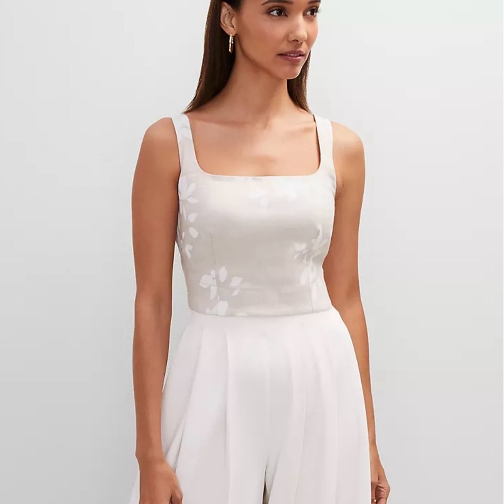 NWT Ann Taylor Cream Floral Tank Top